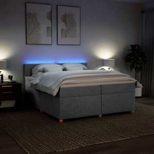 Box spring postel s matrací světle šedá 200 x 200 cm textil - obrázek 5