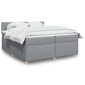 Box spring postel s matrací světle šedá 200 x 200 cm textil - obrázek 1