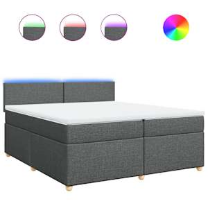 Box spring postel s matrací tmavě šedá 200x200 cm textil - obrázek 2