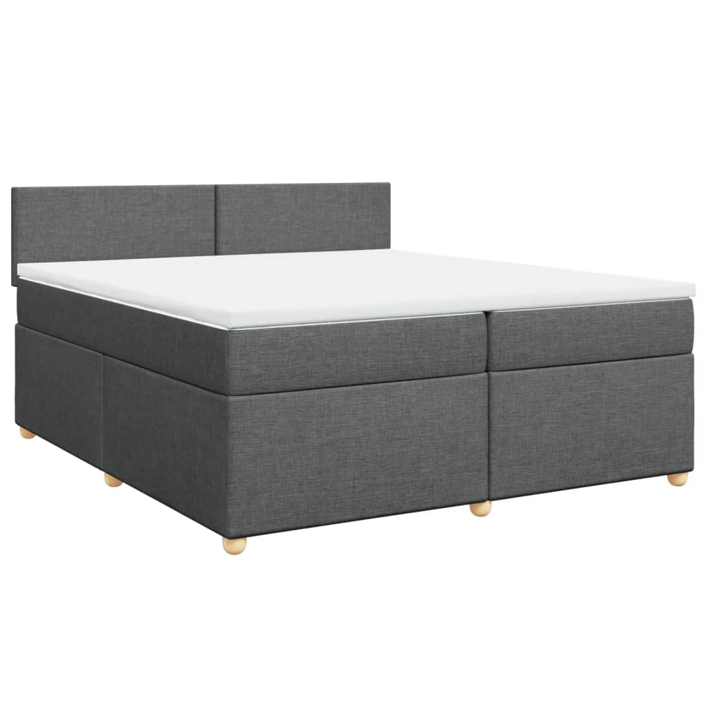 vidaXL Boxspring met matras stof donkergrijs 200x200 cm afbeelding