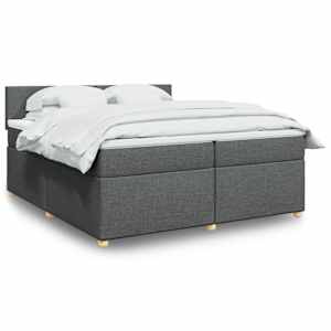 Box spring postelja z vzmetnico temno siva 200x200 cm blago