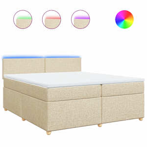 Box spring postel s matrací krémová 200x200 cm textil - obrázek 2