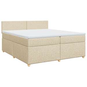 Box spring postel s matrací krémová 200x200 cm textil - obrázek 3