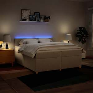 Box spring postel s matrací krémová 200x200 cm textil - obrázek 5