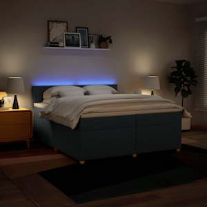 Box spring postel s matrací modrá 200x200 cm textil - obrázek 5