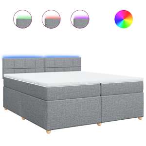 Box spring postel s matrací světle šedá 200 x 200 cm textil - obrázek 2