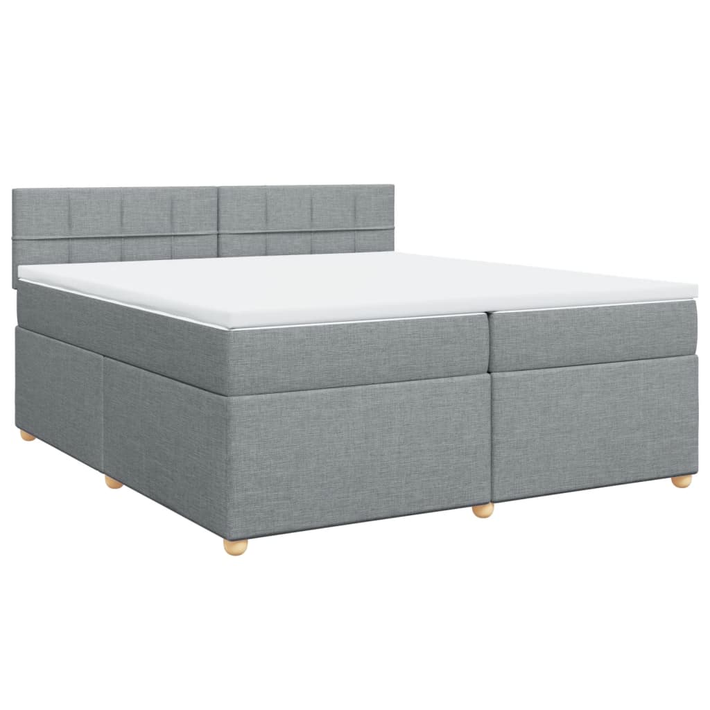 vidaXL Boxspring met matras stof lichtgrijs 200x200 cm afbeelding