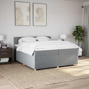 Box spring postel s matrací světle šedá 200 x 200 cm textil - obrázek 4