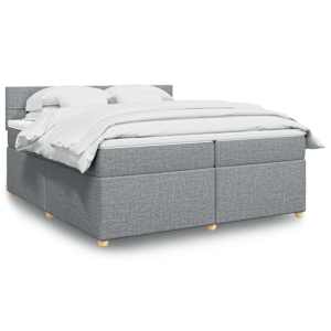Box spring postel s matrací světle šedá 200 x 200 cm textil - obrázek 1