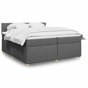 Box spring postelja z vzmetnico temno siva 200x200 cm blago