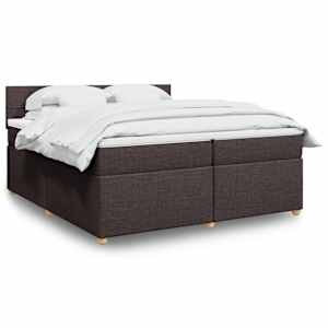 Box spring postel s matrací tmavě hnědá 200x200 cm textil - obrázek 1