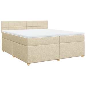 Box spring postel s matrací krémová 200x200 cm textil - obrázek 3