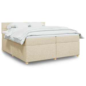 Box spring postelja z vzmetnico krem 200x200 cm blago