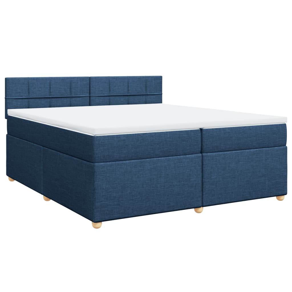vidaXL Boxspring met matras stof blauw 200x200 cm afbeelding