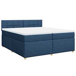 Box spring postel s matrací modrá 200x200 cm textil - obrázek 3