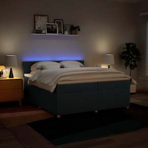 Box spring postel s matrací modrá 200x200 cm textil - obrázek 5