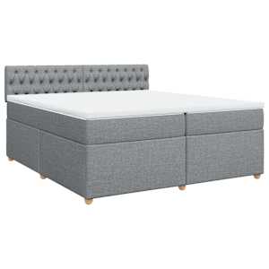 Box spring postel s matrací světle šedá 200 x 200 cm textil - obrázek 3