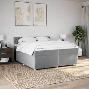 Box spring postel s matrací světle šedá 200 x 200 cm textil - obrázek 4