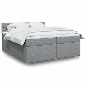 Box spring postelja z vzmetnico svetlo siva 200x200 cm blago
