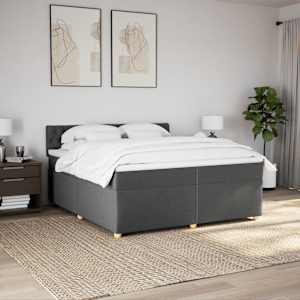 Box spring postel s matrací tmavě šedá 200x200 cm textil - obrázek 4