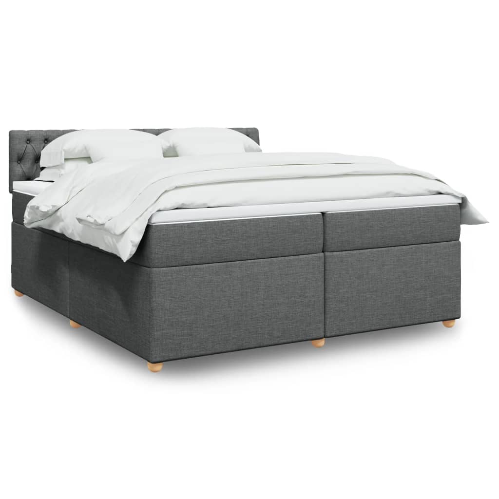 Boxspringbett mit Matratze Dunkelgrau 200×200 cm Stoff