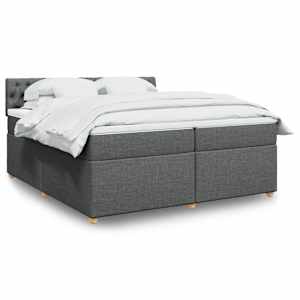 Box spring postelja z vzmetnico temno siva 200x200 cm blago