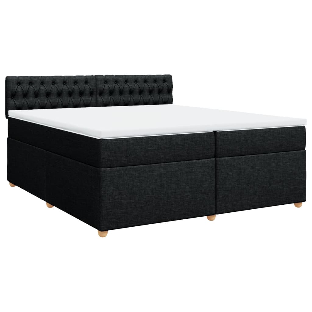vidaXL Boxspring met matras stof zwart 200x200 cm afbeelding