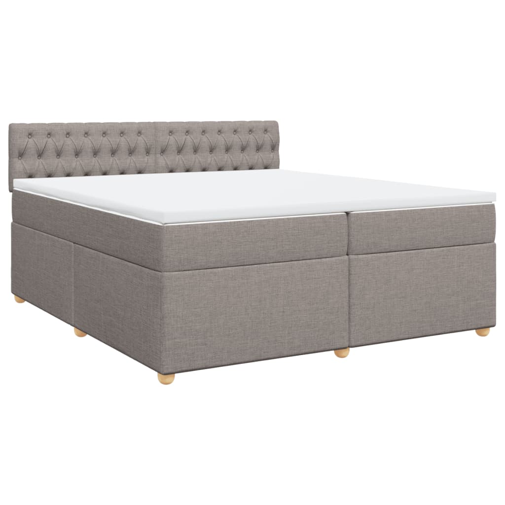 vidaXL Boxspring met matras stof taupe 200x200 cm afbeelding