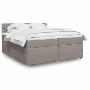 Box spring postel s matrací taupe 200x200 cm textil - obrázek 1