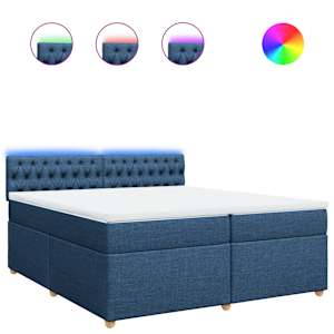 Box spring postel s matrací modrá 200x200 cm textil - obrázek 2