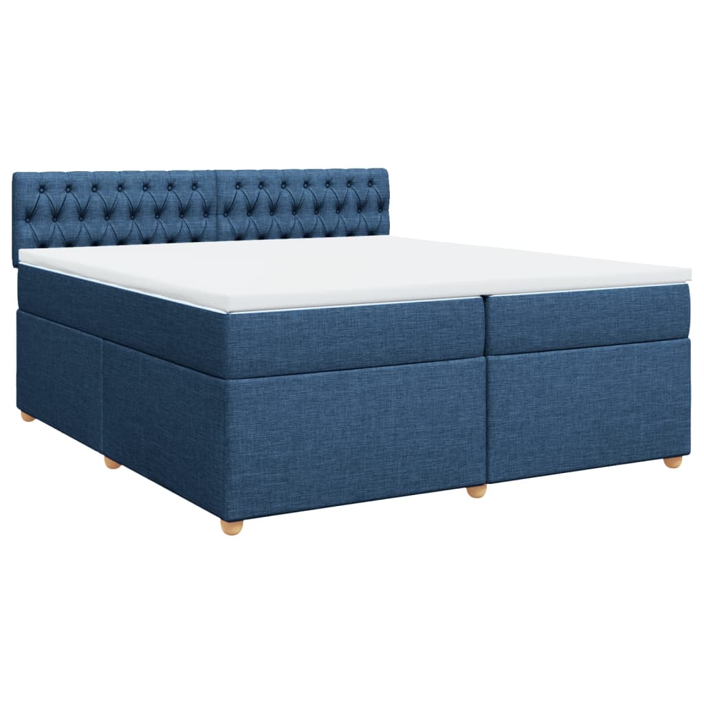 vidaXL Boxspring met matras stof blauw 200x200 cm afbeelding