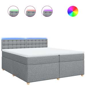 Box spring postel s matrací světle šedá 200 x 200 cm textil - obrázek 2