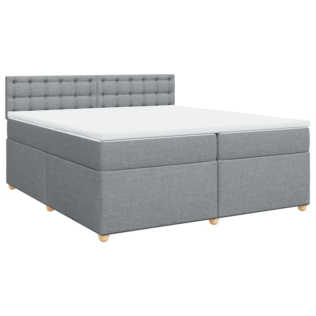vidaXL Boxspring met matras stof lichtgrijs 200x200 cm afbeelding