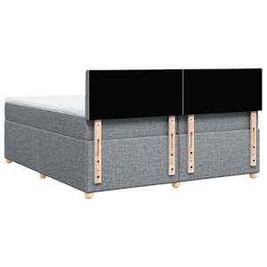 Box spring postel s matrací světle šedá 200 x 200 cm textil - obrázek 8
