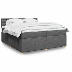 Box spring postel s matrací tmavě šedá 200x200 cm textil - obrázek 1