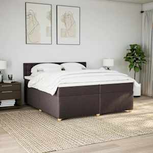 Box spring postel s matrací tmavě hnědá 200x200 cm textil - obrázek 4