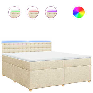 Box spring postel s matrací krémová 200x200 cm textil - obrázek 2