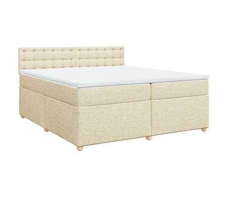 vidaXL Sommier &agrave; lattes de lit avec matelas Cr&egrave;me 200x200 cm Tissu