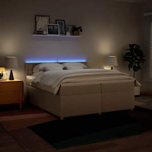 Box spring postel s matrací krémová 200x200 cm textil - obrázek 5