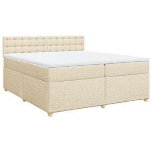vidaXL Sommier &agrave; lattes de lit avec matelas Cr&egrave;me 200x200 cm Tissu