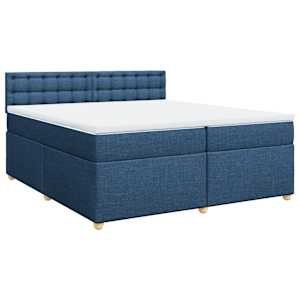 Box spring postel s matrací modrá 200x200 cm textil - obrázek 3