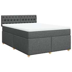 vidaXL Box Spring Bed with Mattress Dark Grey Double Fabric
