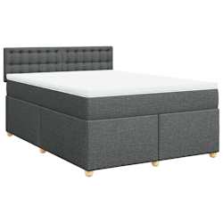 vidaXL Box Spring Bed with Mattress Dark Grey Double Fabric