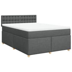 vidaXL Box Spring Bed with Mattress Dark Grey Queen Fabric