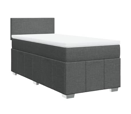 vidaXL Sommier &agrave; lattes de lit avec matelas Gris fonc&eacute; 80x200 cm Tissu