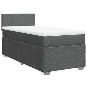 vidaXL Sommier &agrave; lattes de lit avec matelas Gris fonc&eacute; 80x200 cm Tissu