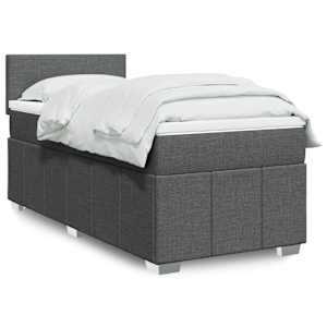 Box spring postelja z vzmetnico temno siva 80x200 cm blago
