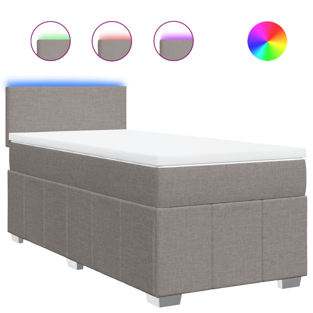 vidaXL Posteľný rám boxsping s matracom sivohnedý 80x200 cm látka
