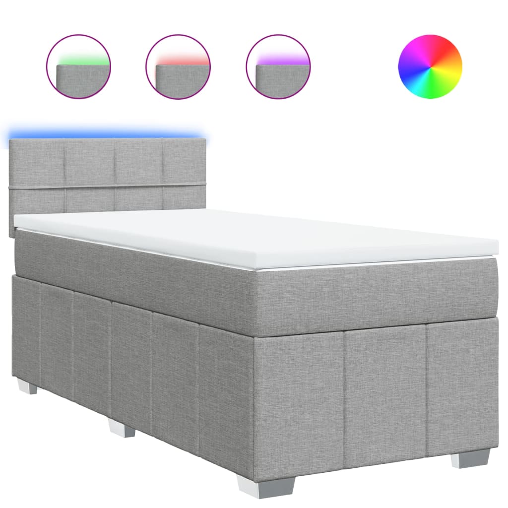 Thumbnail - vidaXL Boxspringbett mit Matratze Hellgrau 80x200 cm Stoff