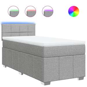 Box spring postel s matrací světle šedá 80 x 200 cm textil - obrázek 2